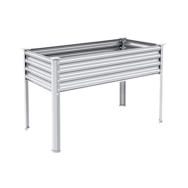 Galvanized Raised Garden Bed with Legs 48 in. L x 24 in. W x 32 in. H Elevated Planter Box with Drainage Metal Outdoor