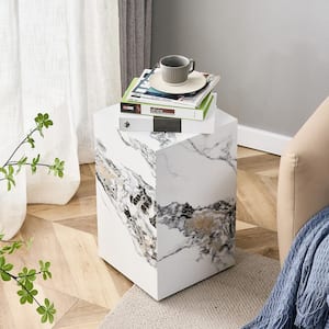 11.81 in. Square Modular Compact Wood Table Coffee Table Accent Sofa End Side Table Nightstand in White