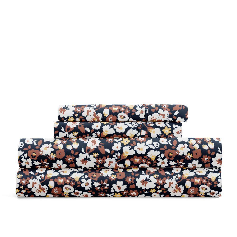 Twin Terracotta Floral Microfiber Kids Sheet Set