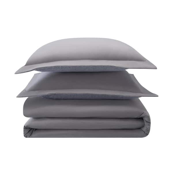 Serta Supersoft 3-Piece Dark Grey Solid Polyester Full/Queen Cooling Duvet  Set 13413000070 - The Home Depot