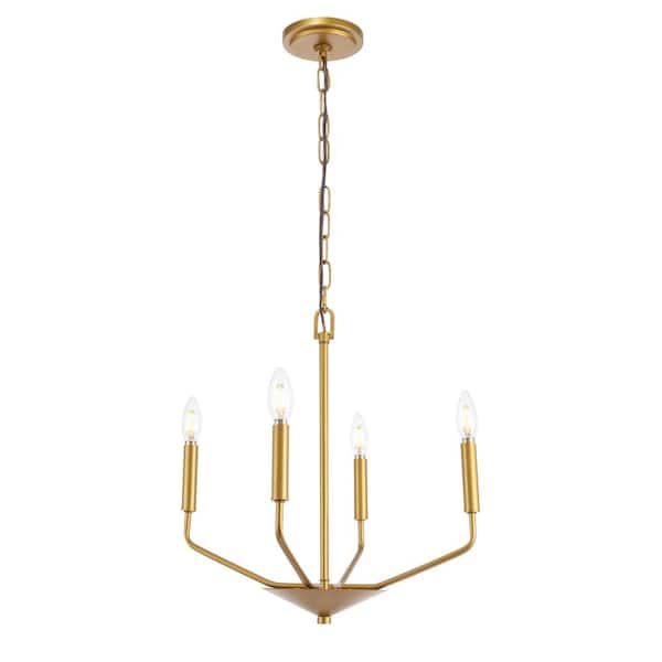 Unbranded Timeless Home 18 in. 4-Light Brass Pendant Light, Bulbs Not Included