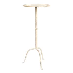 12.37 in. Antique White Round Metal Martini Cocktail End Table