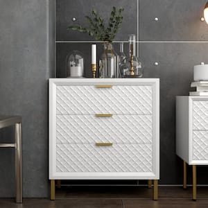 Anacleta Modern White 3-Drawer Chest of Drawers (26 in W. X 12 in D. X 29.75 in H. )