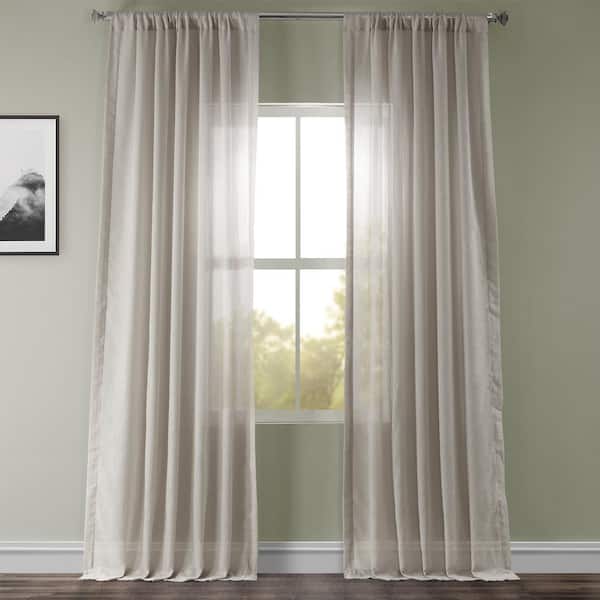 Exclusive Fabrics & Furnishings Tumbleweed Solid Faux Linen Sheer Curtain - 50 in. W x 96 in. L Single Panel Rod Pocket Curtain