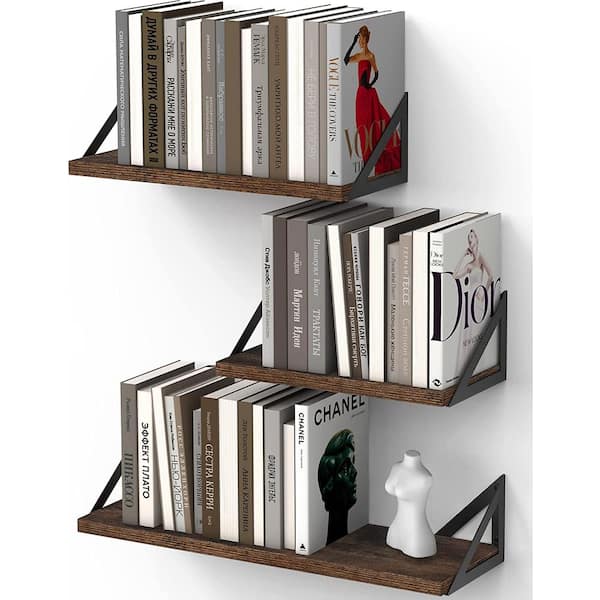 Cubilan 16.5 in. W x 5.5 in. D Rustic Brown Wood Composite Decorative Wall Shelf, Set of 3