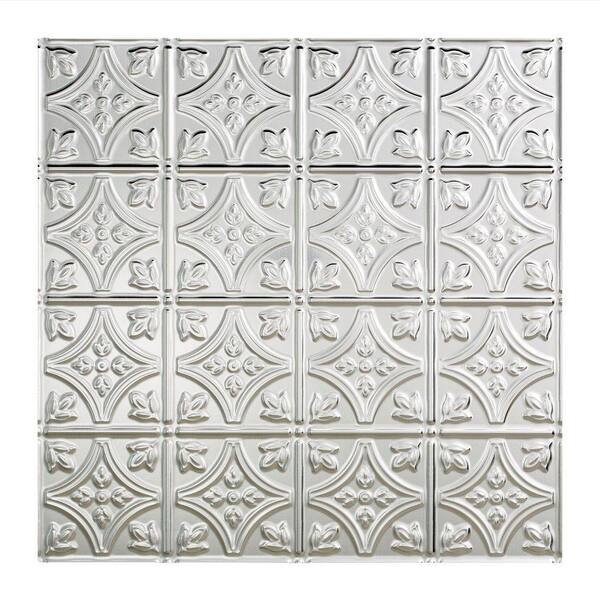 Fasade Traditional Style #1 2 ft. x 2 ft. Vinyl Lay-In Ceiling Tile in Brushed Aluminum