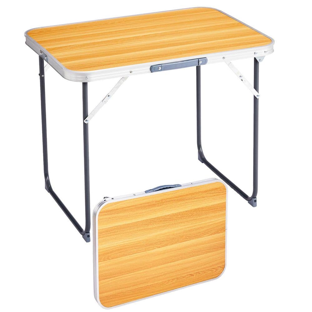 27.5 in. Brown Rectangle Aluminum Picnic Tables Seating Capacity 2 without Umbrella Hole price history on PriceWatchPro