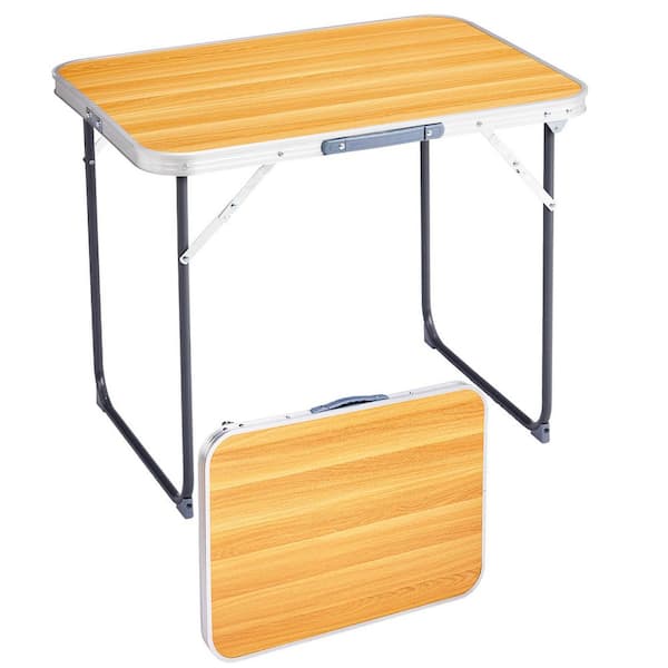 27.5 in. Brown Rectangle Aluminum Picnic Tables Seating Capacity 2 without Umbrella Hole