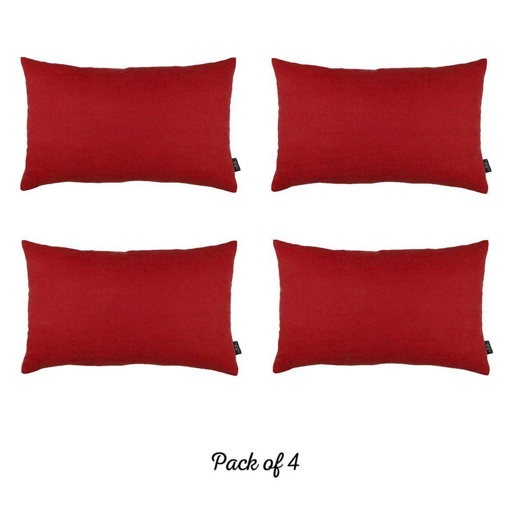 Red Polyester Lumbar Throw Pillow Covers Set of 4
