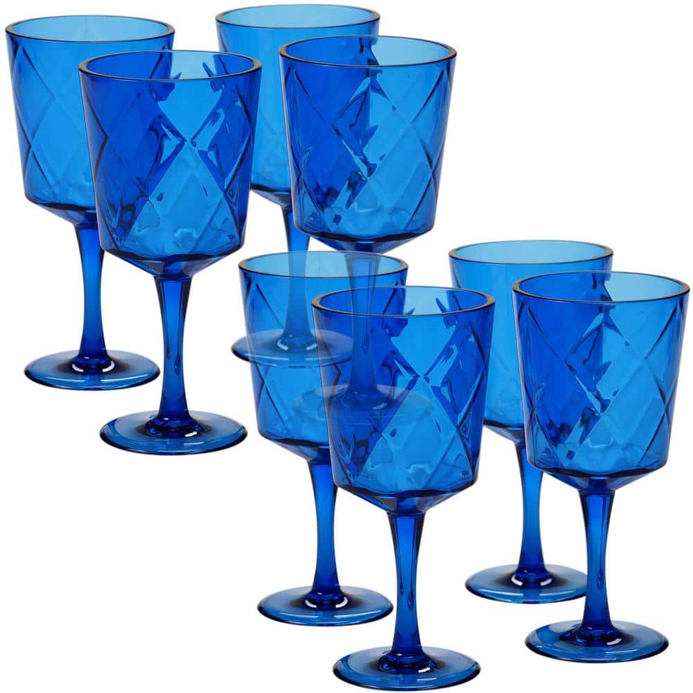 Certified International 8 Piece 13 Oz Cobalt Blue Acrylic Goblet Glass 20423set 8 The Home Depot