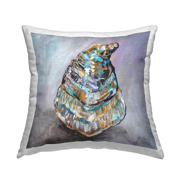 Stupell Industries Abstract Seashell Marine Life Grey Square Outdoor Throw Pillow