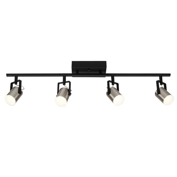 Catalina Lighting 2.8 ft. 4-Light Black and Brushed Nickel Integrated LED Fixed Track Lighting Kit