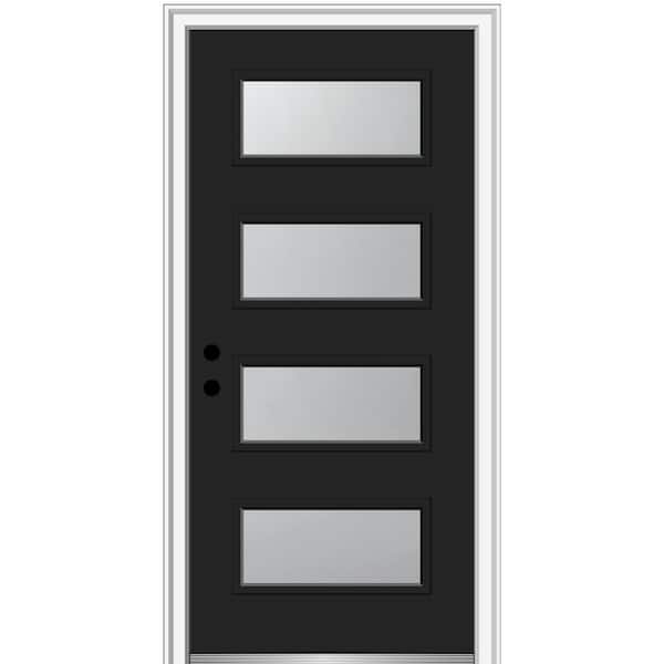 MMI DOOR 32 in. x 80 in. Celeste Right-Hand Inswing 4-Lite Frosted Glass Painted Steel Prehung Front Door on 4-9/16 in. Frame