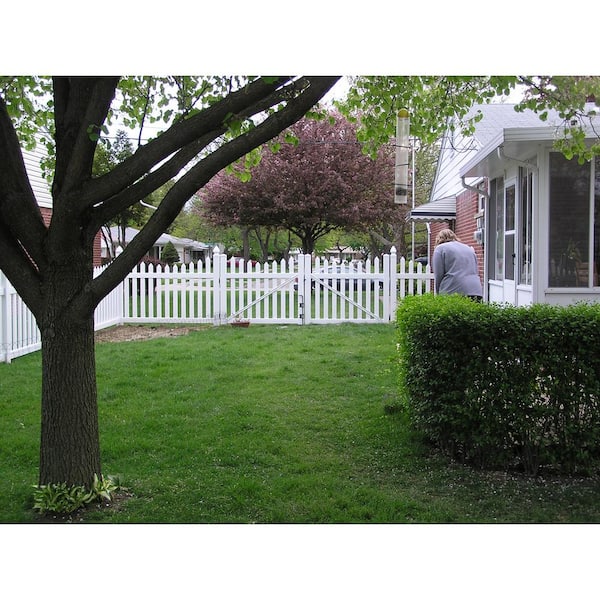Weatherables Ellington 8 ft. W x 3 ft. H White Vinyl Picket Fence Double Gate Kit
