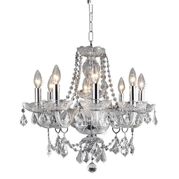 Worldwide Lighting Provence Collection 8-Light Polished Chrome and Crystal Chandelier