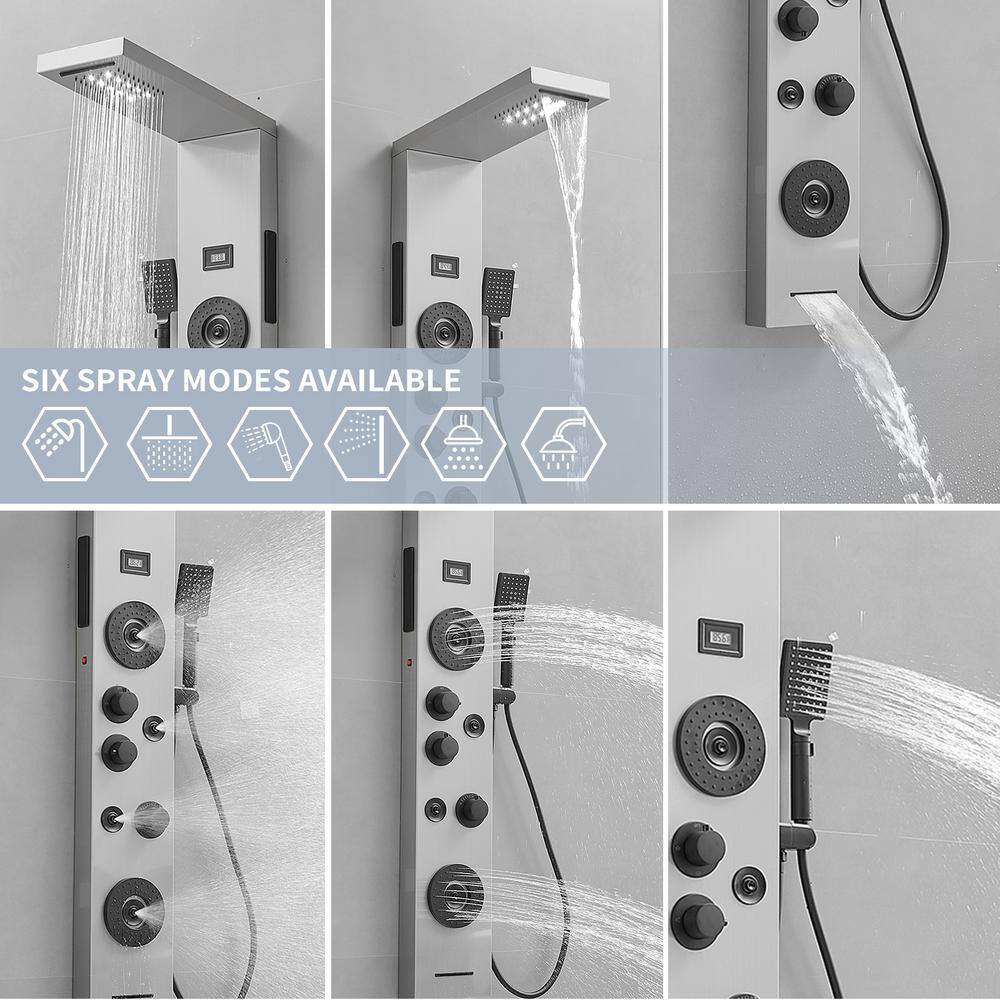 Black Nickel 51.57'' Shower Panel with LED Light and Body Jets