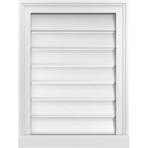 18 in. x 24 in. Vertical Surface Mount PVC Gable Vent: Functional with Brickmould Sill Frame