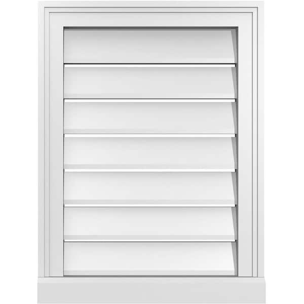 Ekena Millwork 18 in. x 24 in. Vertical Surface Mount PVC Gable Vent: Functional with Brickmould Sill Frame