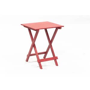 Red Wood Folding Outdoor Side Table