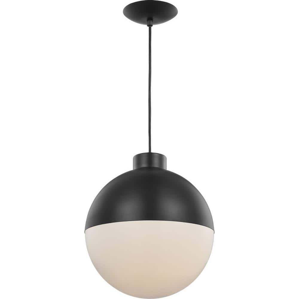 Elegant Globe LED Pendant Light with Opal Glass Shade - Black