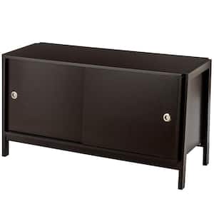 44 in. W Dark Brown TV Stand Modern Entertainment Cabinet Fits TV's up to 50 in. with Sliding Doors