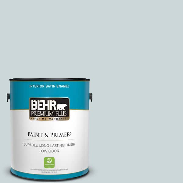 BEHR PREMIUM PLUS 1 gal. #740E-2 Misty Surf Satin Enamel Low Odor Interior Paint & Primer