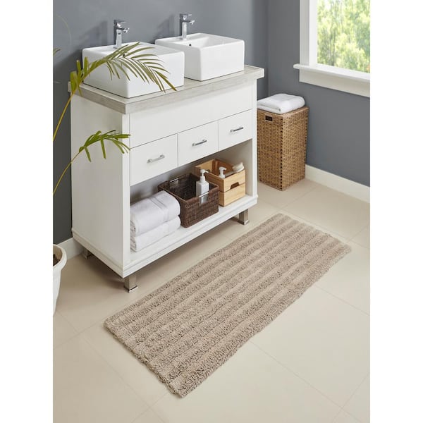 Hastings Home Bathroom Mats 60-in x 24-in Silver Cotton Bath Mat in the Bathroom  Rugs & Mats department at