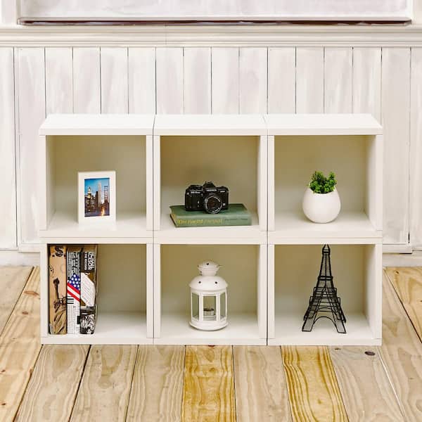 Way Basics 25.6 in. H x 40.2 in. W x 11.2 in. D White Recycled Materials 6-Cube Organizer