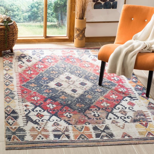 Montage Rust/Multi 6 ft. x 9 ft. Abstract Indoor/Outdoor Patio  Area Rug