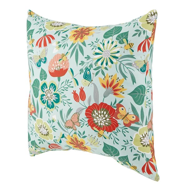 Hampton Bay 18 in. x 18 in. Marney Sprout Square Outdoor Throw Pillow