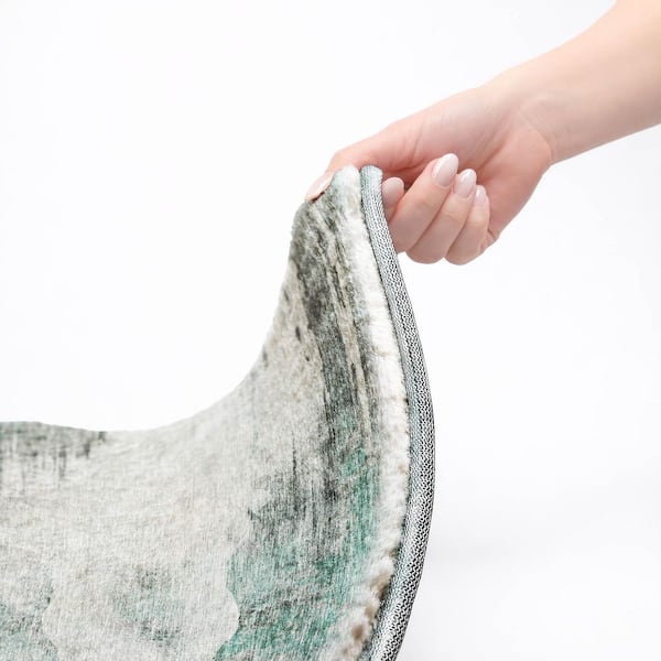 Dream Shag Premium Machine Washable Abstract ADS710 Teal 8 ft. x 10 ft. Area Rug