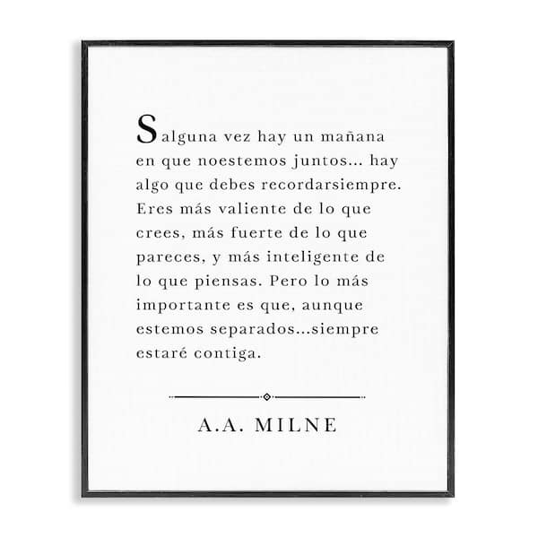 Stupell Industries A.A. Milne Quote Translation by Lettered and Lined Black Framed Typography Giclee Art Print 14 in. x 11 in.