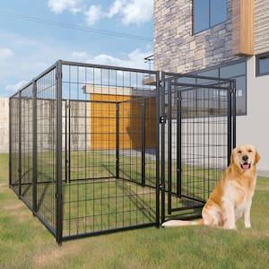 0.0007-Acre In-Ground Dog Kennel Heavy-Duty Metal Pet Playpen-10 Panels