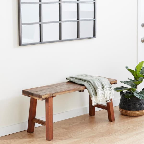 Litton Lane Brown Industrial Dining Bench (19 in. x 44 in. x 14 in.)