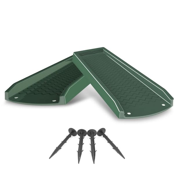 24 in. 2 Pack Plastic Downspout Splash Block, Rain Gutter Downspout Extensions Dark Protect House Foundations Green