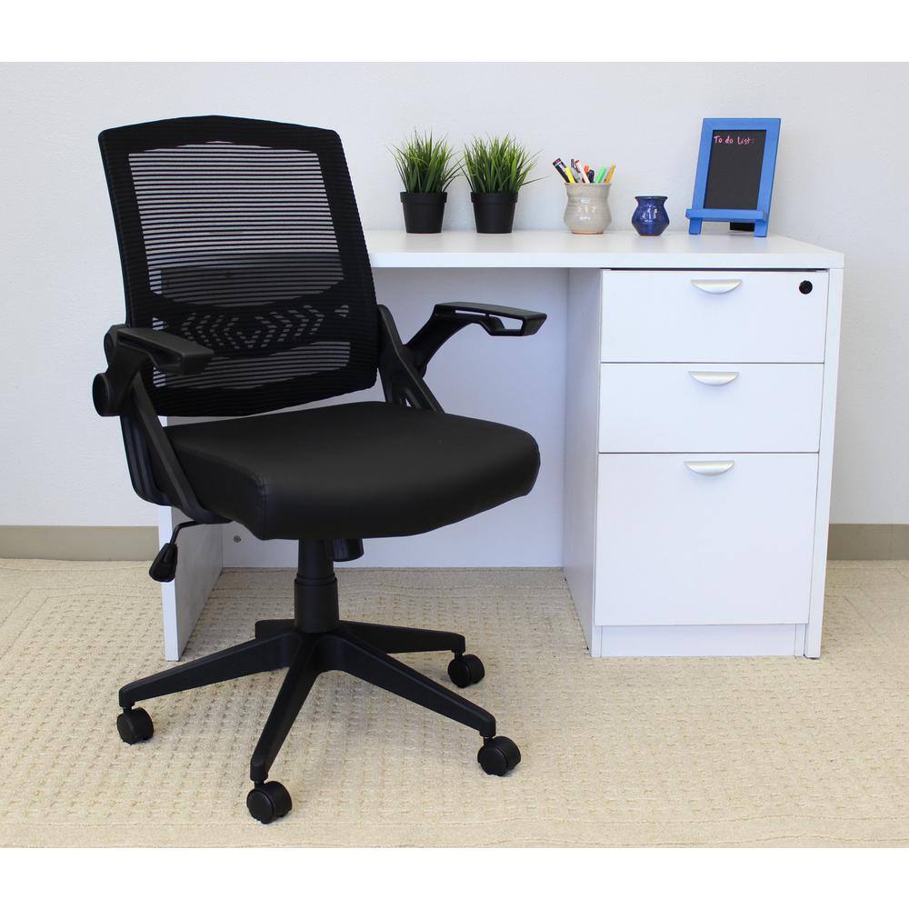 Adjustable Black Mesh Task Chair with Flip Arms