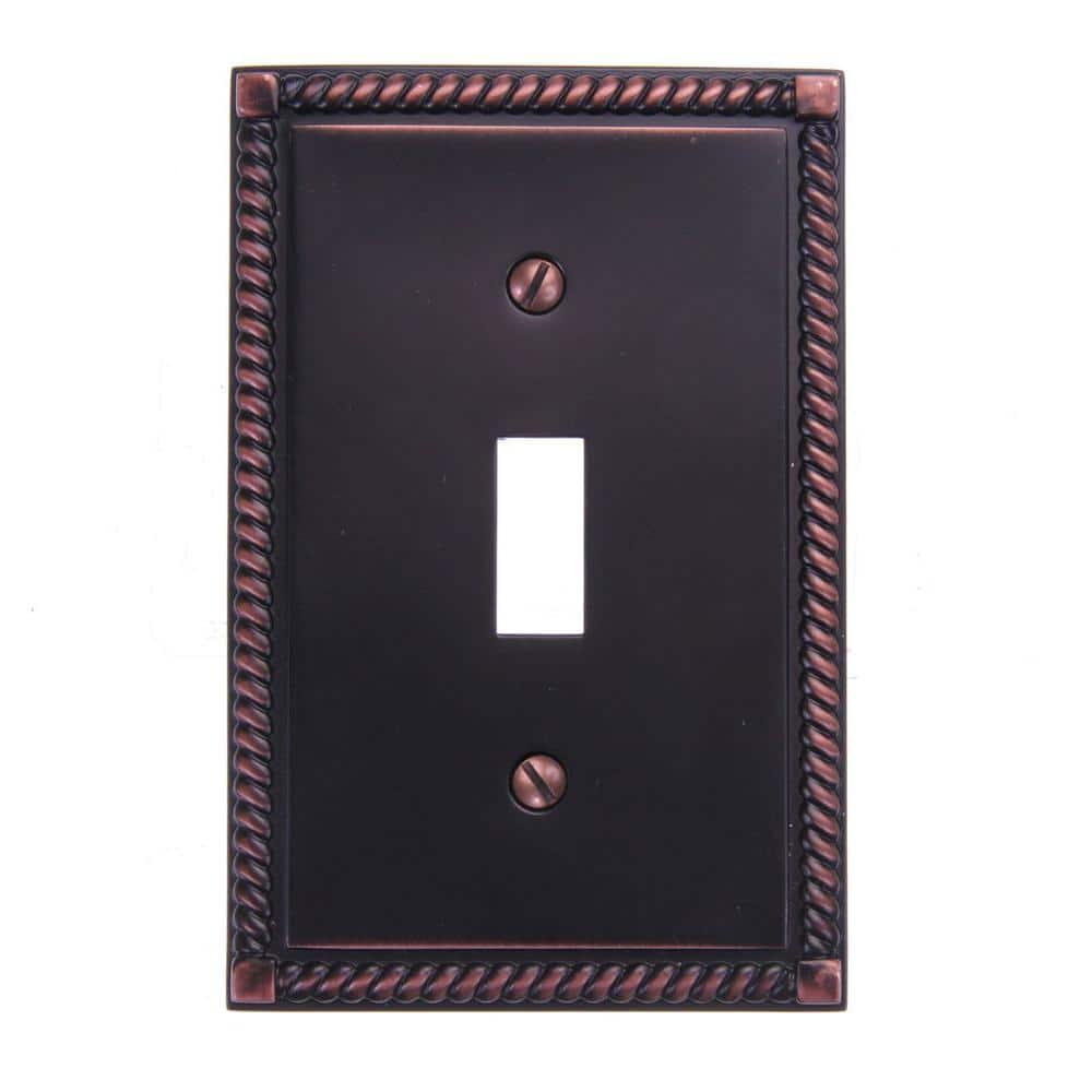 Aged Bronze Single Toggle Cast Metal Wall Plate