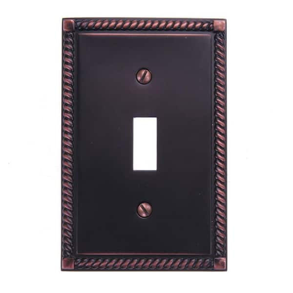 AMERELLE Georgian 1 Gang Toggle Metal Wall Plate - Aged Bronze