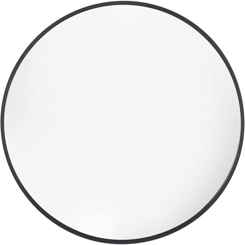20 in. W x 20 in. H Black round Frameless Tilt Wall Bathroom Vanity Mirror 