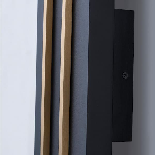EDISLIVE Barryion 2-Light Modern Black and Gold Outdoor Integrated