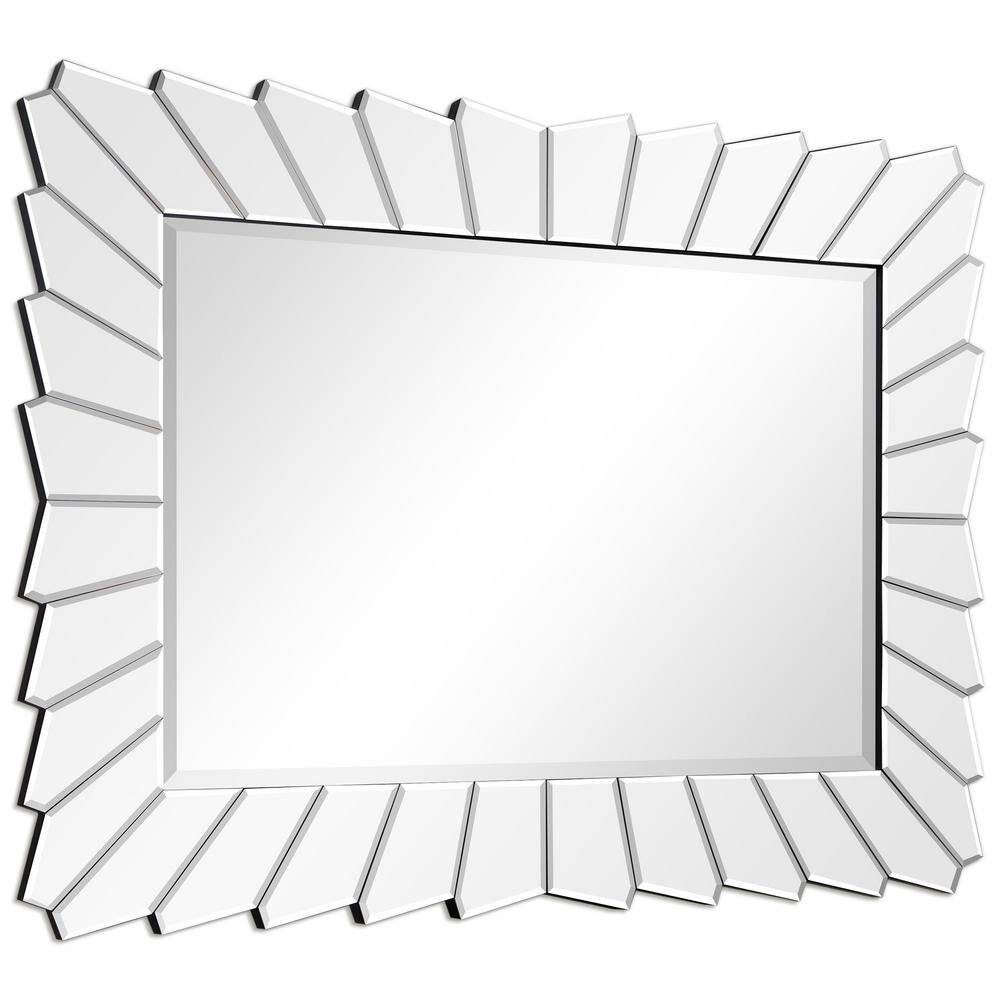 Modern Clear Glass Rectangular Beveled Vanity Mirror