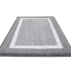 16 in. x 24 in. Small Bathroom Rugs, Absorbent, Soft, Washable, Microfiber Bathmat Carpet and Non-Slip in Gray