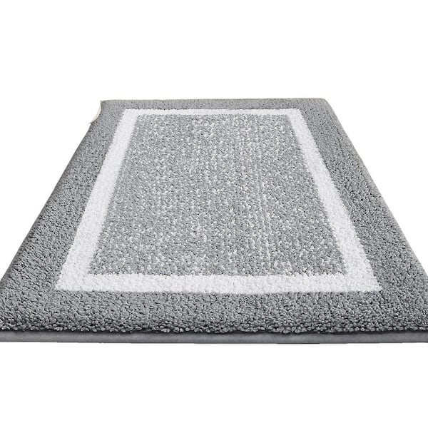 Afoxsos 16 in. x 24 in. Small Bathroom Rugs, Absorbent, Soft, Washable, Microfiber Bathmat Carpet and Non-Slip in Gray