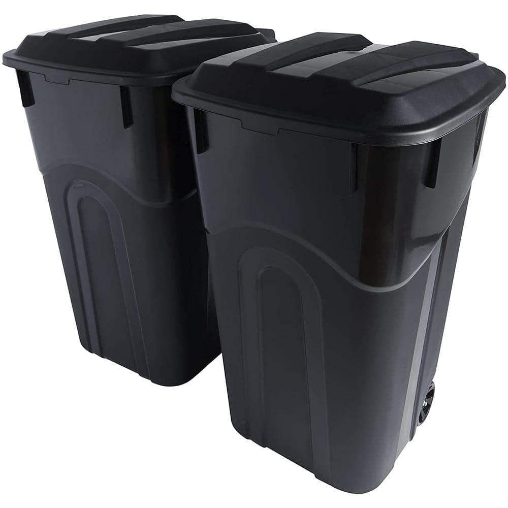 United Solutions 32 Gal. Wheeled Outdoor Garbage Can in Black (2-Pack)  TI0088 - The Home Depot