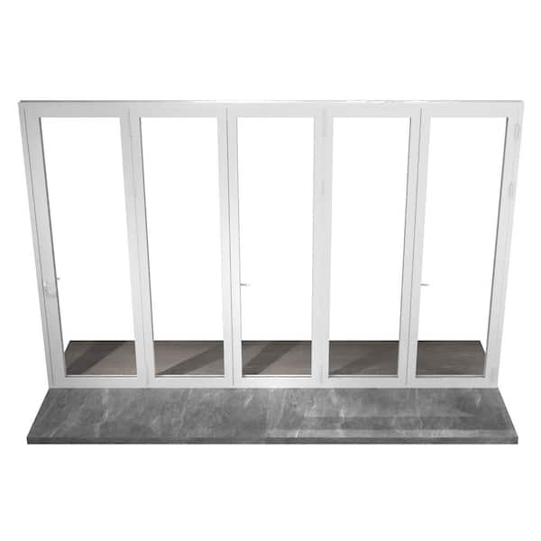 168 in. x 96 in. Left Swing/Outswing White Aluminum Folding Patio Door