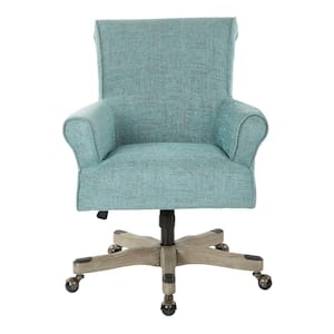 Megan Turquoise Fabric Office Chair with Grey Wash Wood
