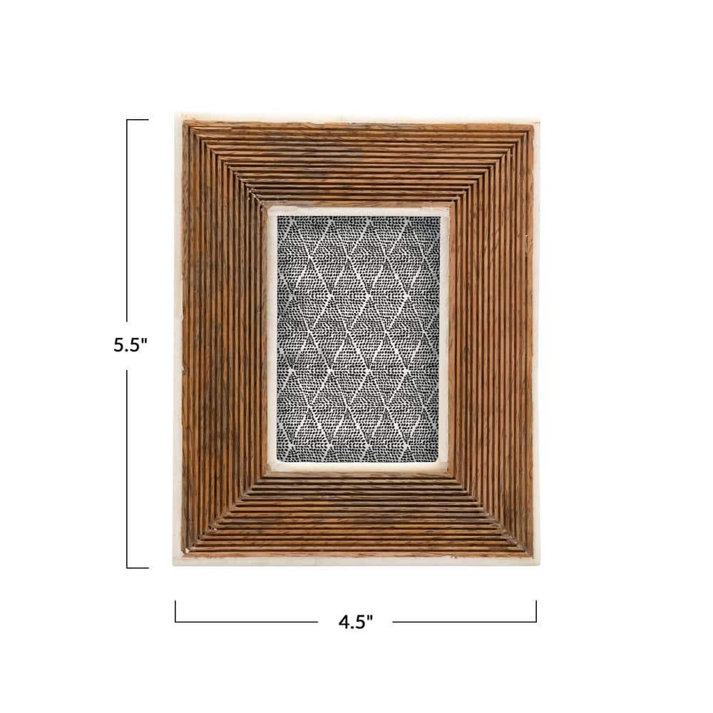 Classic White Mango Wood Photo Frame with Bone Border