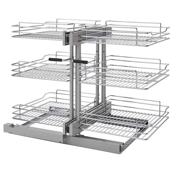 Rev-A-Shelf Chrome Pull Out Corner Cabinet Organizer w/Soft-Close 3 Tier