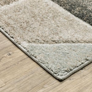 3' X 5' Grey Brown Beige Tan Taupe And Ivory Geometric Power Loom Stain Resistant Area Rug