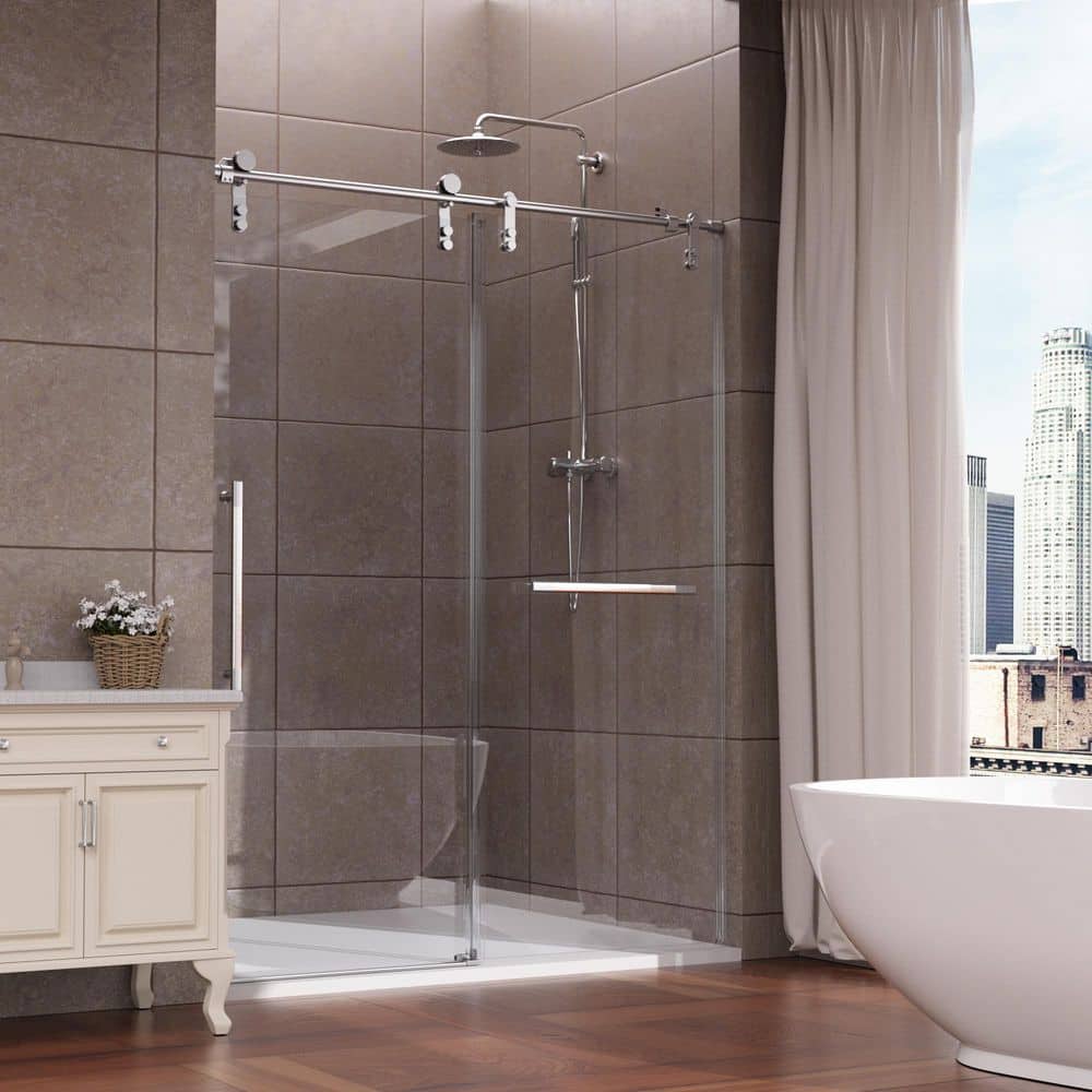 56-60 in. W x 76 in. H Sliding Frameless Glass Shower Door, Handle and Seal Strip for Waterproof, Stylish, Modern,Silver price history on PriceWatchPro